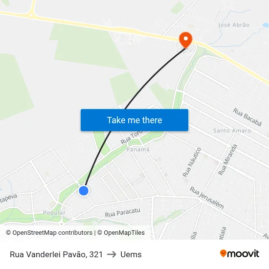 Rua Vanderlei Pavão, 321 to Uems map