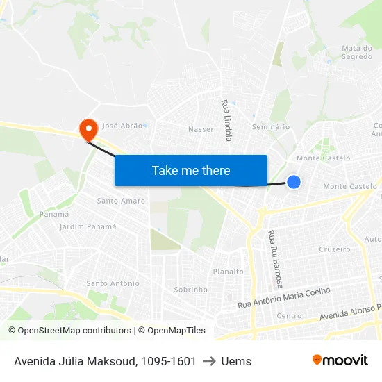 Avenida Júlia Maksoud, 1095-1601 to Uems map