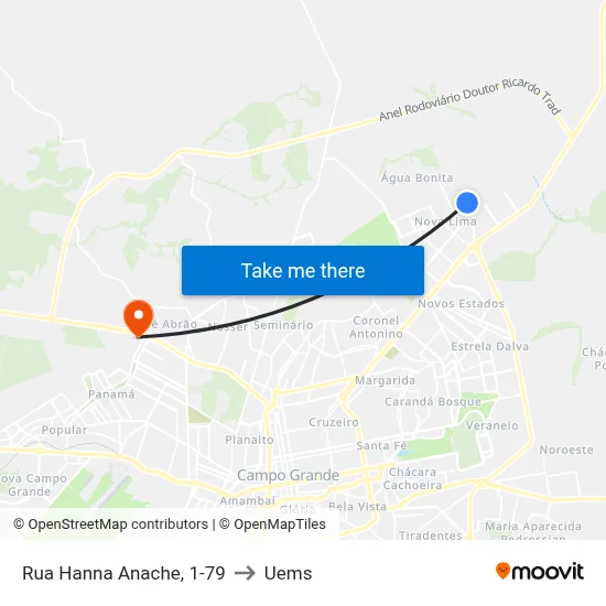 Rua Hanna Anache, 1-79 to Uems map