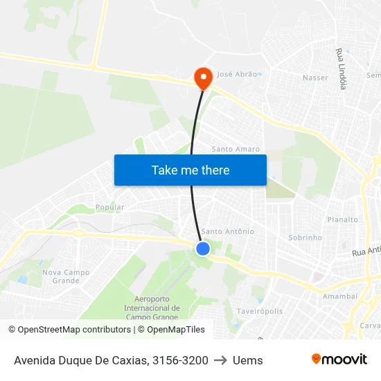 Avenida Duque De Caxias, 3156-3200 to Uems map