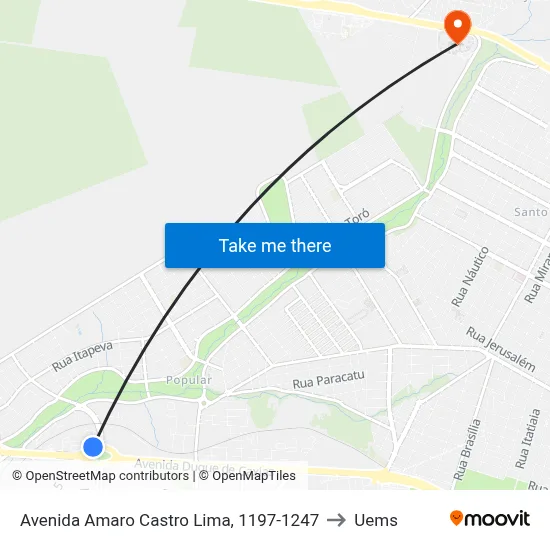 Avenida Amaro Castro Lima, 1197-1247 to Uems map