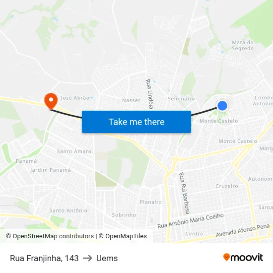 Rua Franjinha, 143 to Uems map