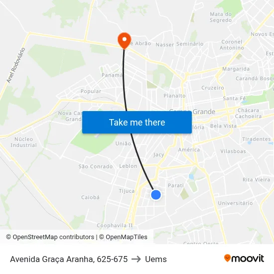 Avenida Graça Aranha, 625-675 to Uems map