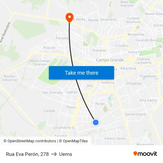 Rua Eva Perón, 278 to Uems map
