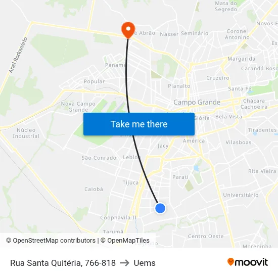 Rua Santa Quitéria, 766-818 to Uems map