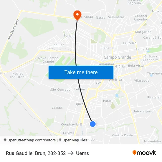 Rua Gaudilei Brun, 282-352 to Uems map