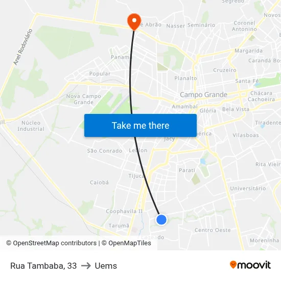 Rua Tambaba, 33 to Uems map