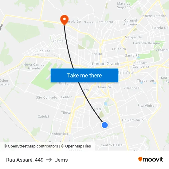 Rua Assaré, 449 to Uems map