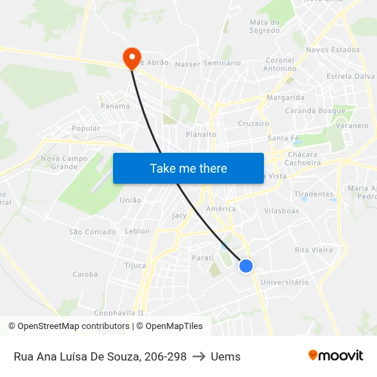 Rua Ana Luísa De Souza, 206-298 to Uems map