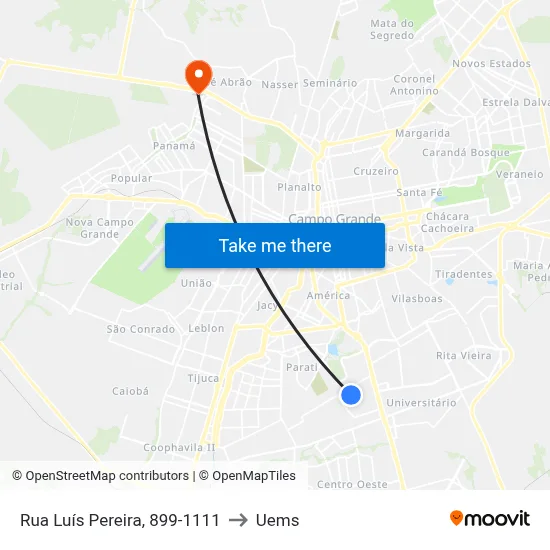 Rua Luís Pereira, 899-1111 to Uems map