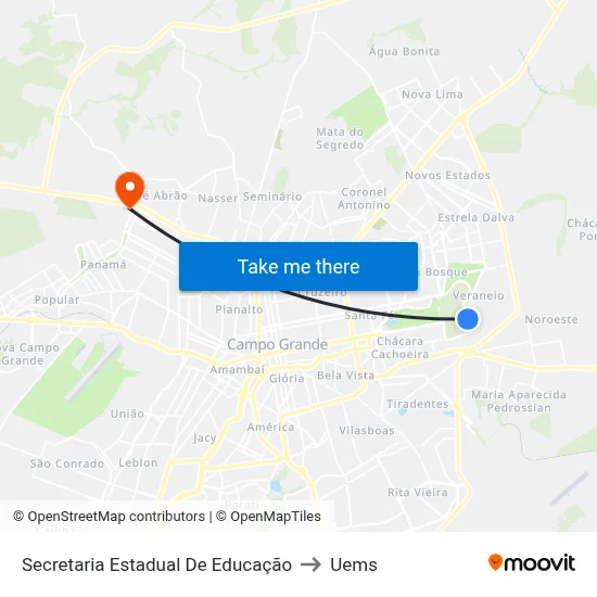 Secretaria Estadual De Educação to Uems map