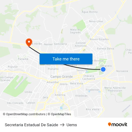 Secretaria Estadual De Saúde to Uems map