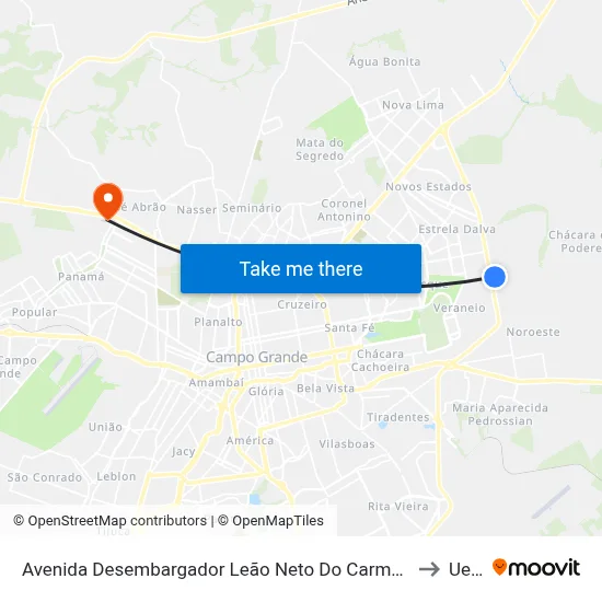 Avenida Desembargador Leão Neto Do Carmo - Uniderp Agrárias to Uems map
