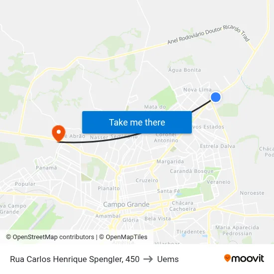 Rua Carlos Henrique Spengler, 450 to Uems map