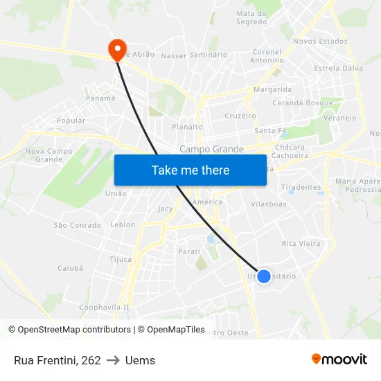 Rua Frentini, 262 to Uems map