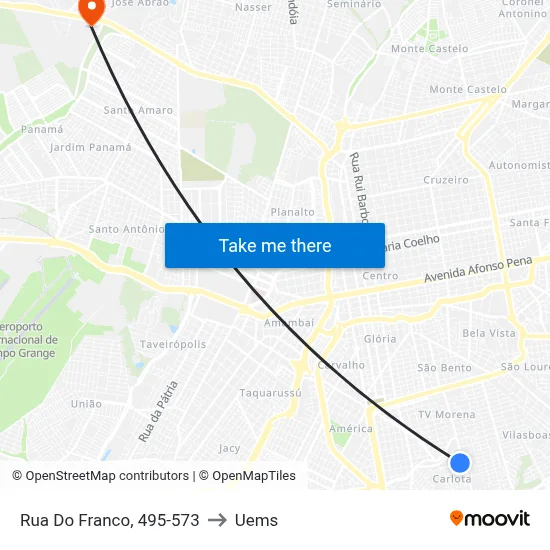 Rua Do Franco, 495-573 to Uems map