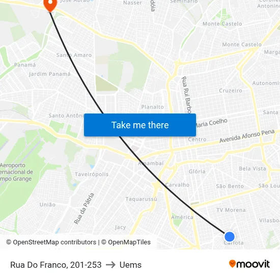 Rua Do Franco, 201-253 to Uems map
