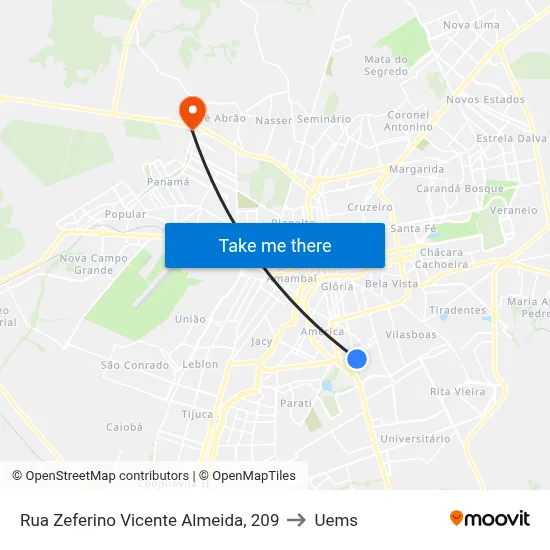 Rua Zeferino Vicente Almeida, 209 to Uems map
