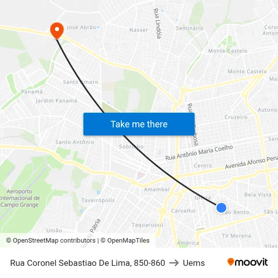 Rua Coronel Sebastiao De Lima, 850-860 to Uems map