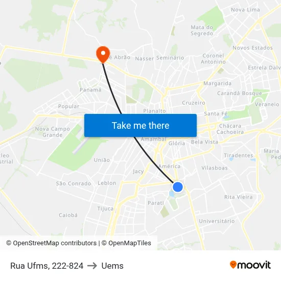 Rua Ufms, 222-824 to Uems map