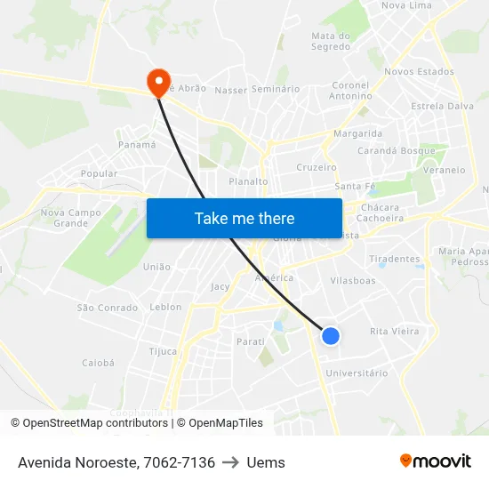 Avenida Noroeste, 7062-7136 to Uems map