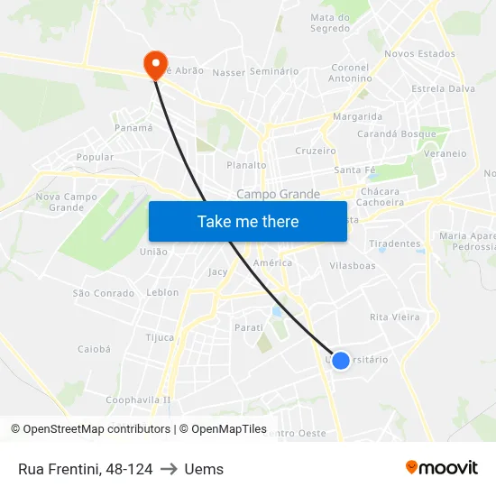 Rua Frentini, 48-124 to Uems map