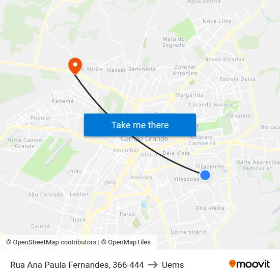 Rua Ana Paula Fernandes, 366-444 to Uems map