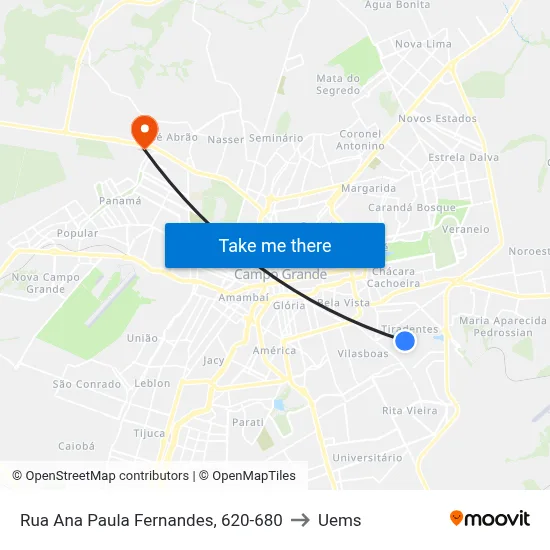 Rua Ana Paula Fernandes, 620-680 to Uems map