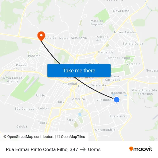 Rua Edmar Pinto Costa Filho, 387 to Uems map