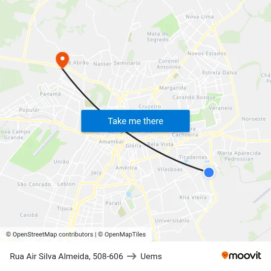 Rua Air Silva Almeida, 508-606 to Uems map