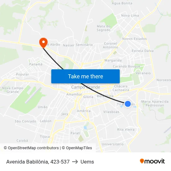 Avenida Babilônia, 423-537 to Uems map