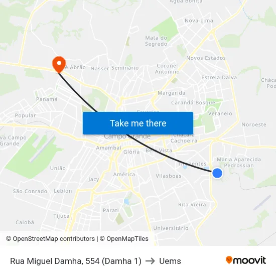 Rua Miguel Damha, 554 (Damha 1) to Uems map