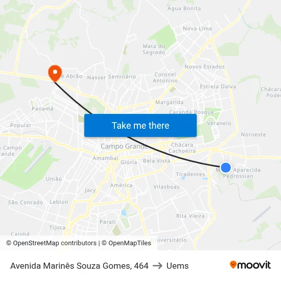 Avenida Marinês Souza Gomes, 464 to Uems map