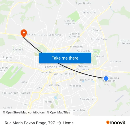 Rua Maria Povoa Braga, 797 to Uems map