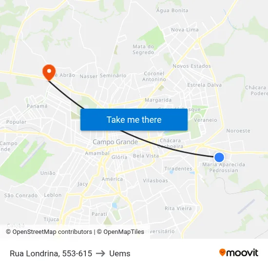 Rua Londrina, 553-615 to Uems map