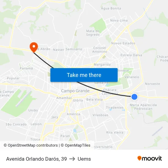 Avenida Orlando Darós, 39 to Uems map