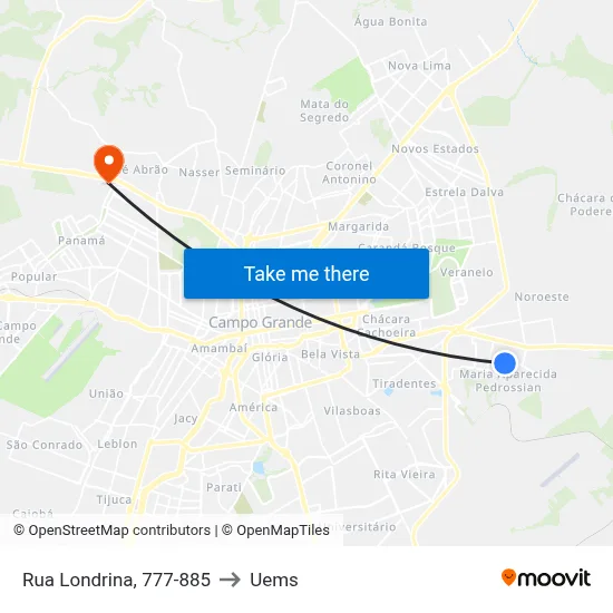 Rua Londrina, 777-885 to Uems map