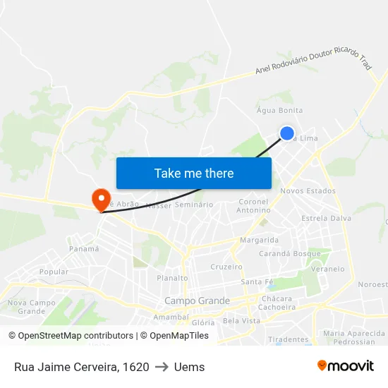 Rua Jaime Cerveira, 1620 to Uems map