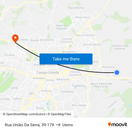 Rua União Da Serra, 39-179 to Uems map