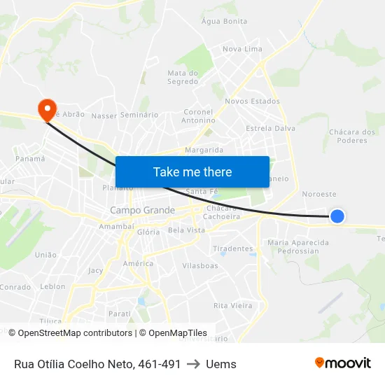 Rua Otília Coelho Neto, 461-491 to Uems map