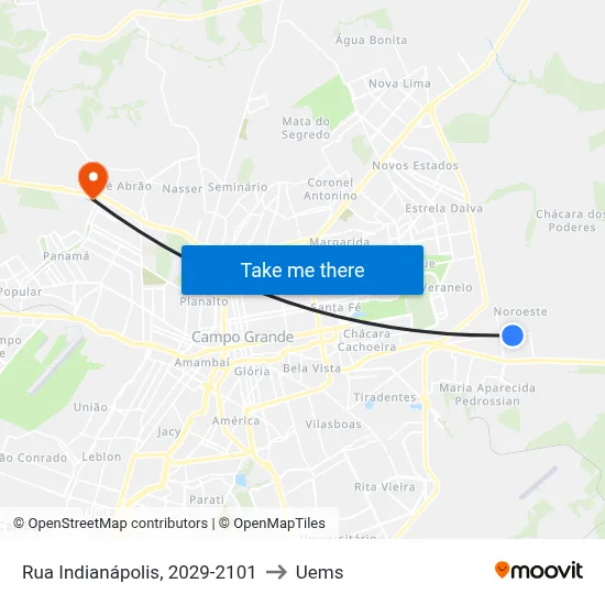Rua Indianápolis, 2029-2101 to Uems map
