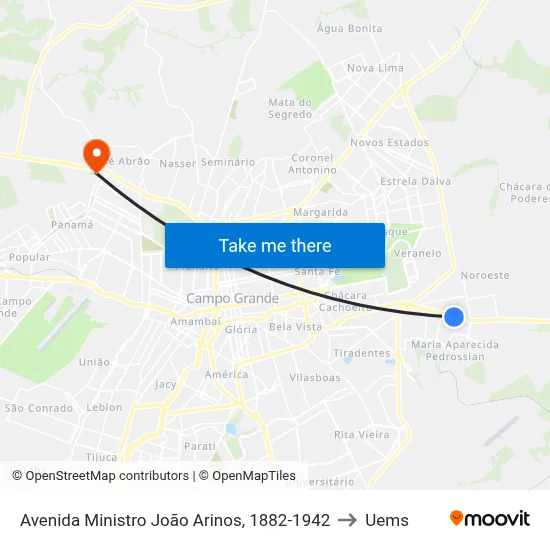 Avenida Ministro João Arinos, 1882-1942 to Uems map