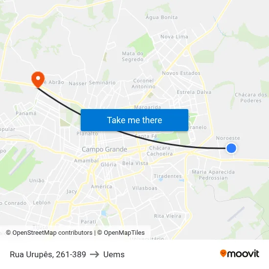 Rua Urupês, 261-389 to Uems map