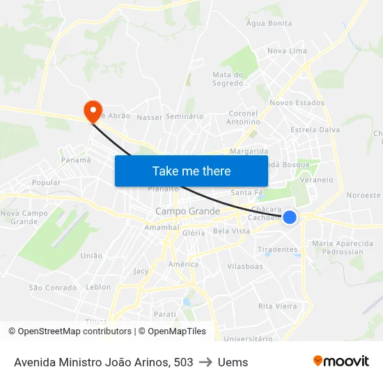 Avenida Ministro João Arinos, 503 to Uems map