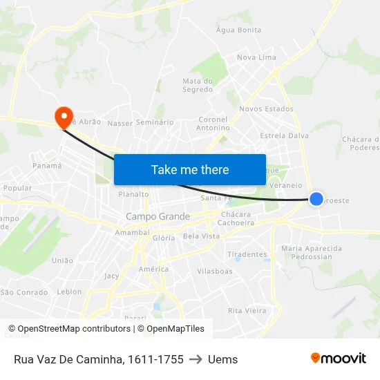 Rua Vaz De Caminha, 1611-1755 to Uems map