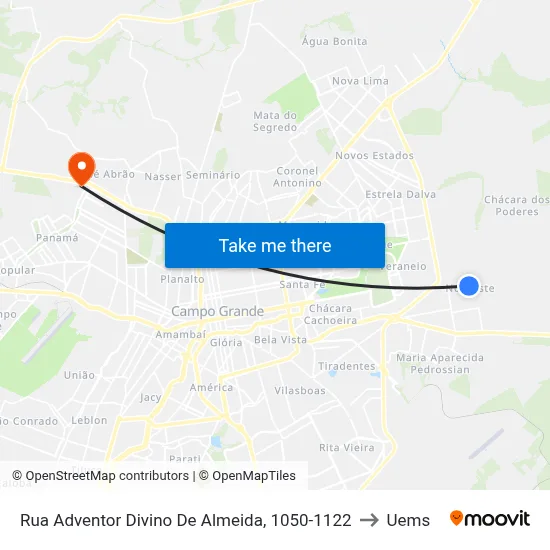 Rua Adventor Divino De Almeida, 1050-1122 to Uems map