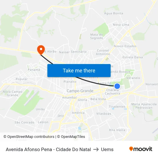 Avenida Afonso Pena - Cidade Do Natal to Uems map