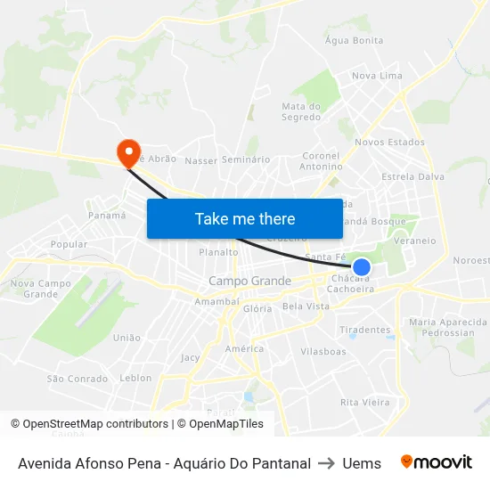 Avenida Afonso Pena - Aquário Do Pantanal to Uems map