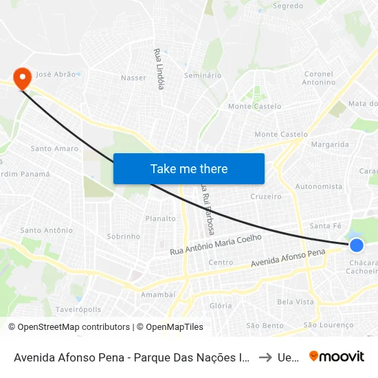 Avenida Afonso Pena - Parque Das Nações Indígenas to Uems map