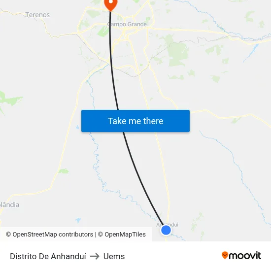 Distrito De Anhanduí to Uems map